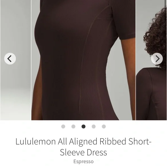 Lululemon All Aligned Ribbed Short-Sleeve Dress Espresso Sz 6 - Picture 3 of 9